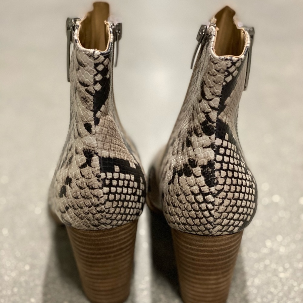 Snake print booties